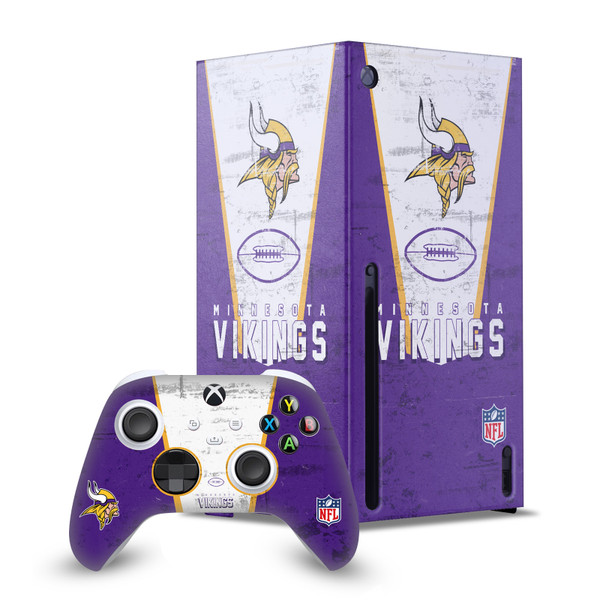 NFL Minnesota Vikings Banner Game Console Wrap and Game Controller Skin Bundle for Microsoft Series X Console & Controller