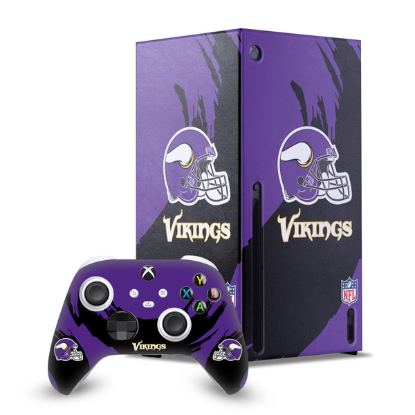 NFL Minnesota Vikings Sweep Stroke Game Console Wrap and Game Controller Skin Bundle for Microsoft Series X Console & Controller