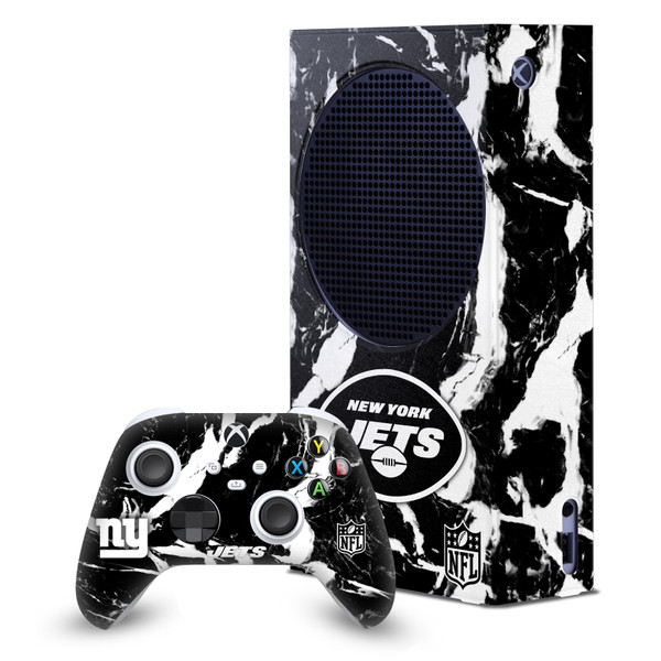 NFL New York Jets Marble Game Console Wrap and Game Controller Skin Bundle for Microsoft Series S Console & Controller