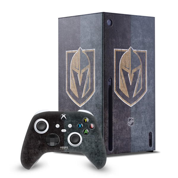 NHL Vegas Golden Knights Half Distressed Game Console Wrap and Game Controller Skin Bundle for Microsoft Series X Console & Controller