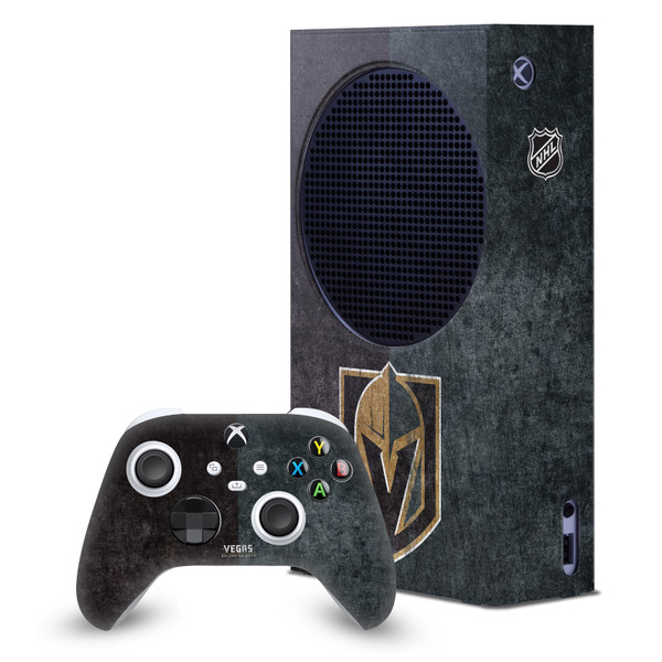 NHL Vegas Golden Knights Half Distressed Game Console Wrap and Game Controller Skin Bundle for Microsoft Series S Console & Controller
