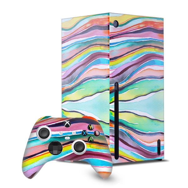 Ninola Assorted Agate Multi Layers Game Console Wrap and Game Controller Skin Bundle for Microsoft Series X Console & Controller