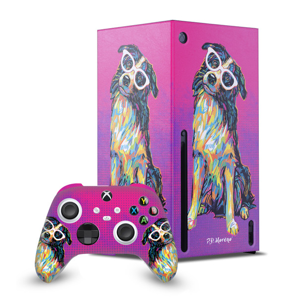 P.D. Moreno Animals II Border Collie Game Console Wrap and Game Controller Skin Bundle for Microsoft Series X Console & Controller