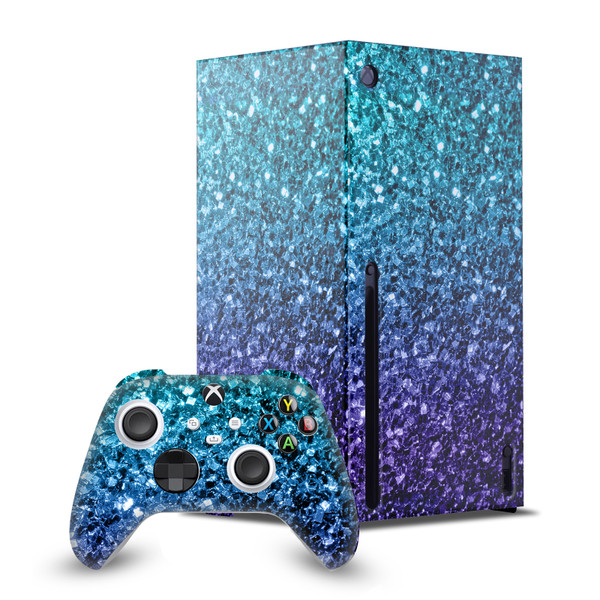 PLdesign Art Mix Aqua Blue Game Console Wrap and Game Controller Skin Bundle for Microsoft Series X Console & Controller