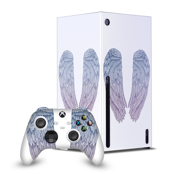 Rachel Caldwell Art Mix Angel Wings Game Console Wrap and Game Controller Skin Bundle for Microsoft Series X Console & Controller
