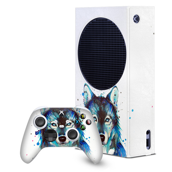 Pixie Cold Art Mix Ice Wolf Game Console Wrap and Game Controller Skin Bundle for Microsoft Series S Console & Controller