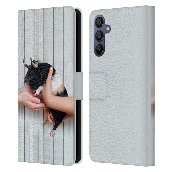 Pixelmated Animals Surreal Wildlife Guinea Bull Leather Book Wallet Case Cover For Samsung Galaxy A15