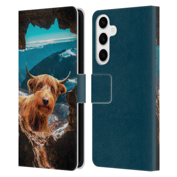 Pixelmated Animals Surreal Wildlife Cowpup Leather Book Wallet Case Cover For Samsung Galaxy S24+ 5G