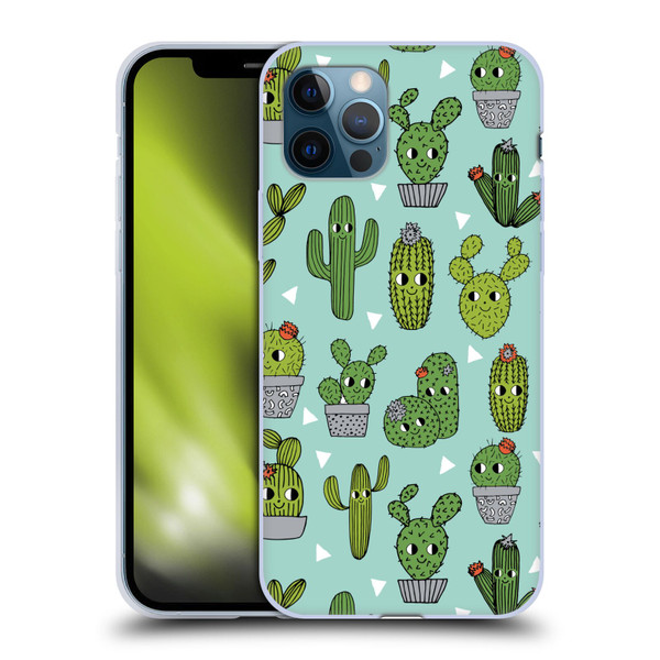 Andrea Lauren Design Plant Pattern Happy Cactus Soft Gel Case for Apple iPhone 12 / iPhone 12 Pro