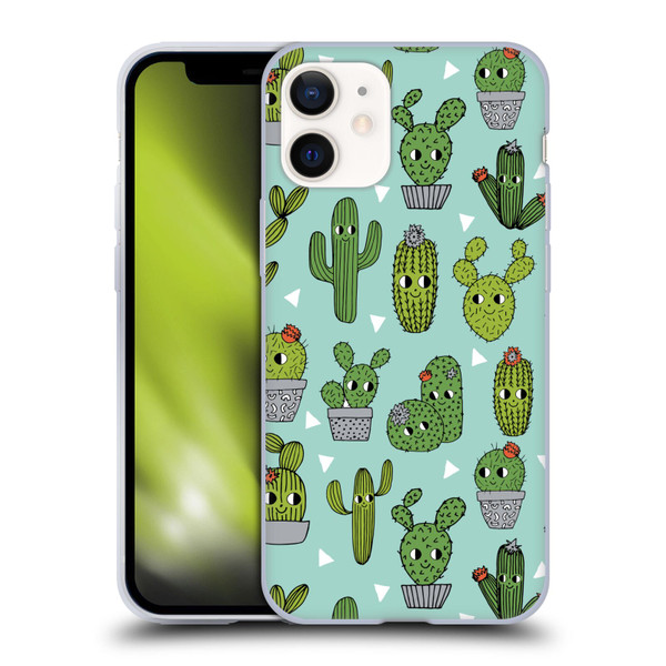 Andrea Lauren Design Plant Pattern Happy Cactus Soft Gel Case for Apple iPhone 12 Mini