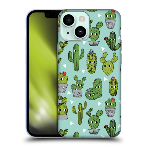 Andrea Lauren Design Plant Pattern Happy Cactus Soft Gel Case for Apple iPhone 13 Mini