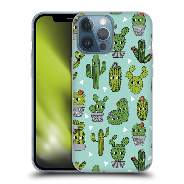 Andrea Lauren Design Plant Pattern Happy Cactus Soft Gel Case for Apple iPhone 13 Pro Max