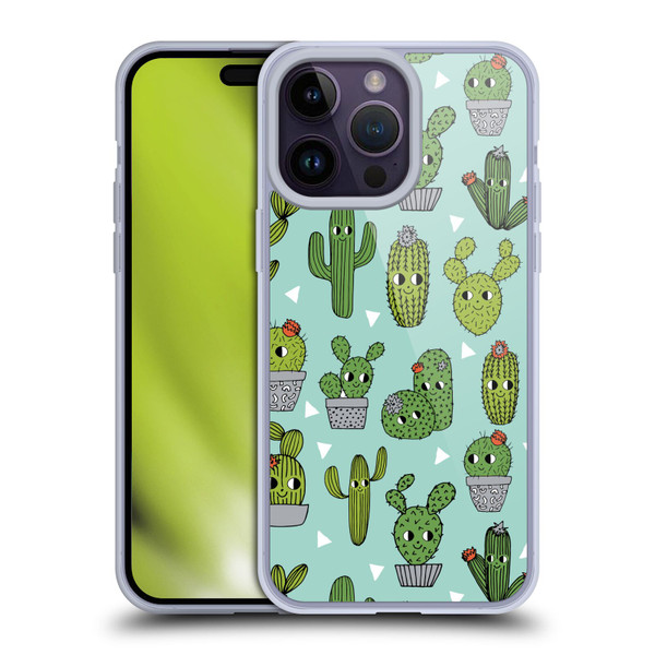 Andrea Lauren Design Plant Pattern Happy Cactus Soft Gel Case for Apple iPhone 14 Pro Max