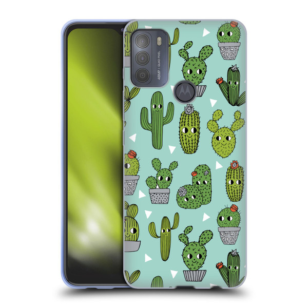 Andrea Lauren Design Plant Pattern Happy Cactus Soft Gel Case for Motorola Moto G50