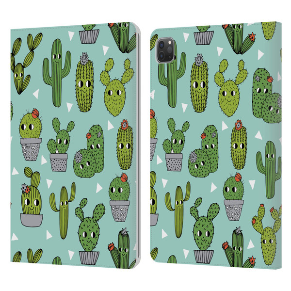 Andrea Lauren Design Plant Pattern Happy Cactus Leather Book Wallet Case Cover For Apple iPad Pro 11 2020 / 2021 / 2022