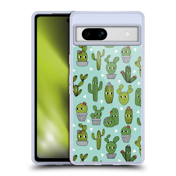 Andrea Lauren Design Plant Pattern Happy Cactus Soft Gel Case for Google Pixel 7a