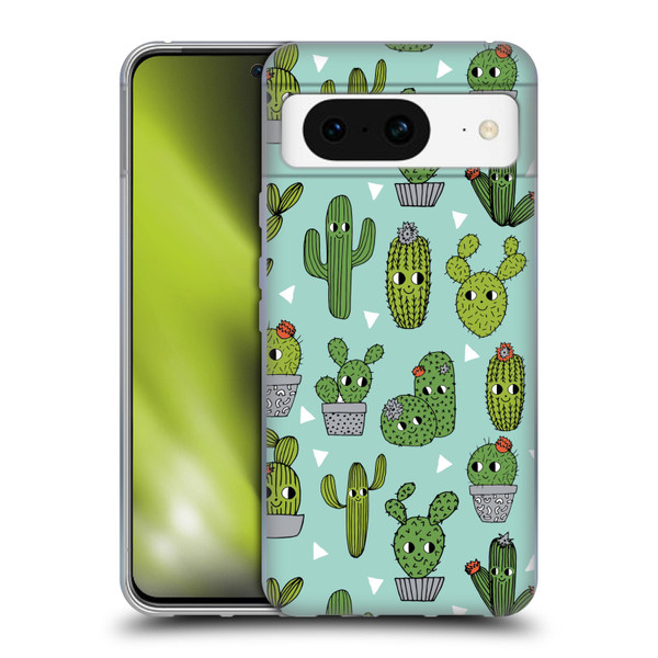 Andrea Lauren Design Plant Pattern Happy Cactus Soft Gel Case for Google Pixel 8