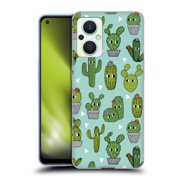 Andrea Lauren Design Plant Pattern Happy Cactus Soft Gel Case for OPPO Reno8 Lite