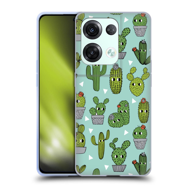 Andrea Lauren Design Plant Pattern Happy Cactus Soft Gel Case for OPPO Reno8 Pro