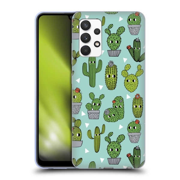 Andrea Lauren Design Plant Pattern Happy Cactus Soft Gel Case for Samsung Galaxy A32 (2021)