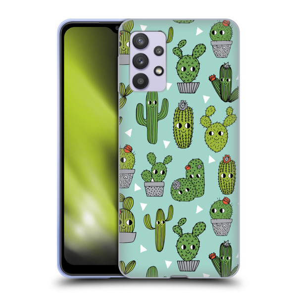 Andrea Lauren Design Plant Pattern Happy Cactus Soft Gel Case for Samsung Galaxy A32 5G / M32 5G (2021)
