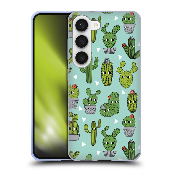 Andrea Lauren Design Plant Pattern Happy Cactus Soft Gel Case for Samsung Galaxy S23 5G