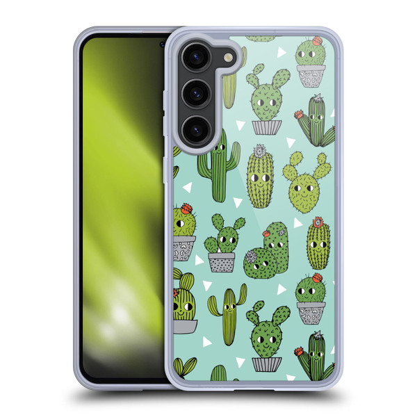 Andrea Lauren Design Plant Pattern Happy Cactus Soft Gel Case for Samsung Galaxy S23+ 5G