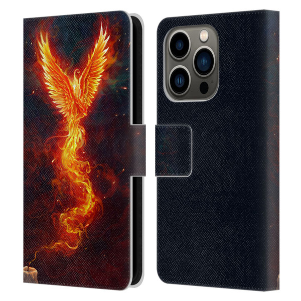 Christos Karapanos Phoenix 2 From The Last Spark Leather Book Wallet Case Cover For Apple iPhone 14 Pro