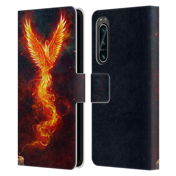 Christos Karapanos Phoenix 2 From The Last Spark Leather Book Wallet Case Cover For Sony Xperia 5 IV
