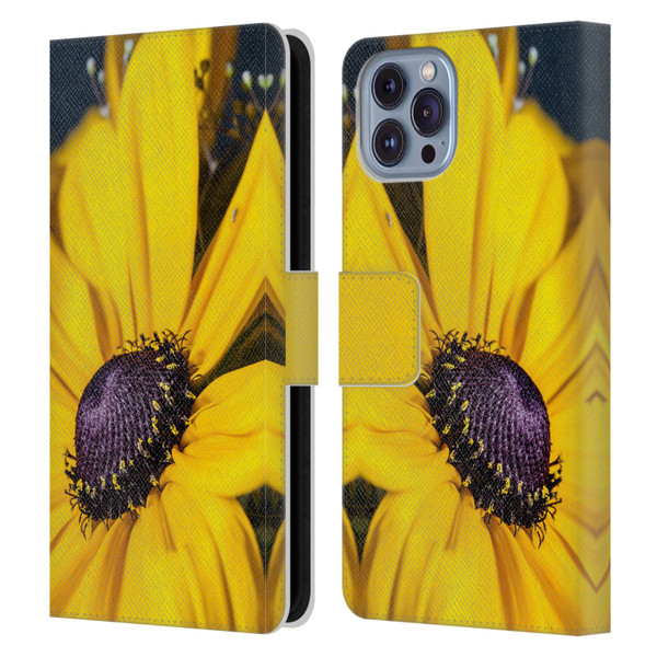 PLdesign Flowers And Leaves Daisy Leather Book Wallet Case Cover For Apple iPhone 14
