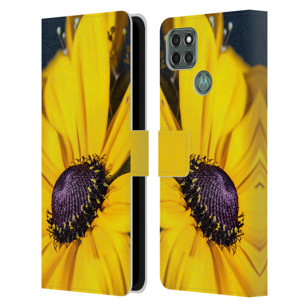 PLdesign Flowers And Leaves Daisy Leather Book Wallet Case Cover For Motorola Moto G9 Power