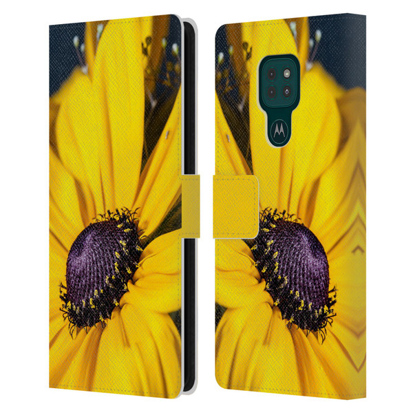 PLdesign Flowers And Leaves Daisy Leather Book Wallet Case Cover For Motorola Moto G9 Play