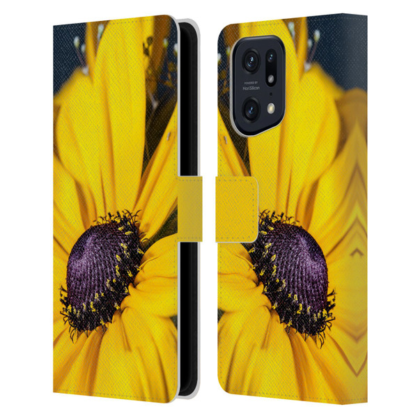 PLdesign Flowers And Leaves Daisy Leather Book Wallet Case Cover For OPPO Find X5 Pro