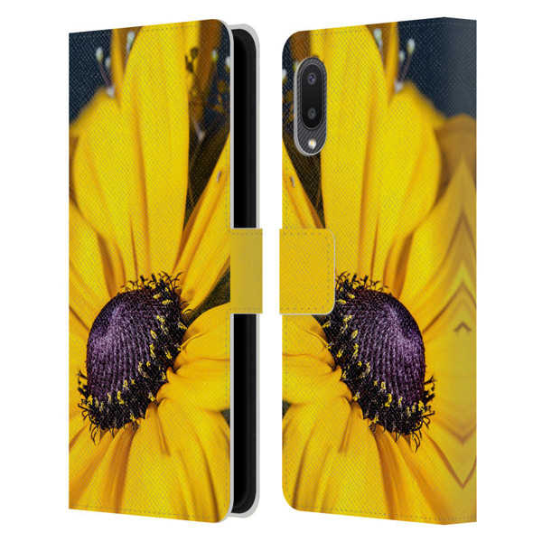 PLdesign Flowers And Leaves Daisy Leather Book Wallet Case Cover For Samsung Galaxy A02/M02 (2021)