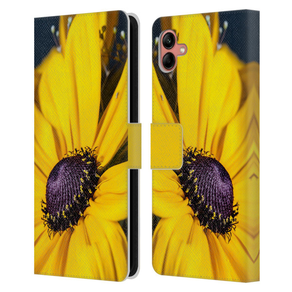 PLdesign Flowers And Leaves Daisy Leather Book Wallet Case Cover For Samsung Galaxy A04 (2022)
