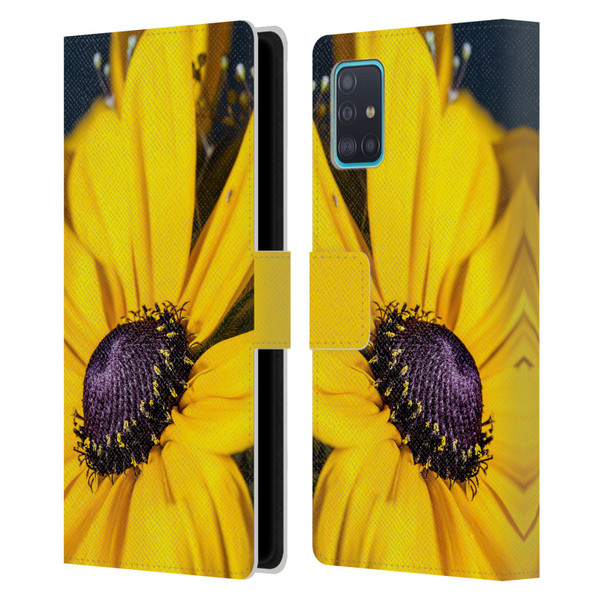 PLdesign Flowers And Leaves Daisy Leather Book Wallet Case Cover For Samsung Galaxy A51 (2019)