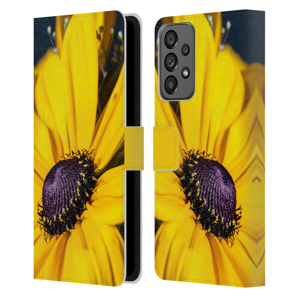 PLdesign Flowers And Leaves Daisy Leather Book Wallet Case Cover For Samsung Galaxy A73 5G (2022)