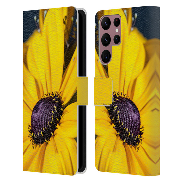 PLdesign Flowers And Leaves Daisy Leather Book Wallet Case Cover For Samsung Galaxy S22 Ultra 5G