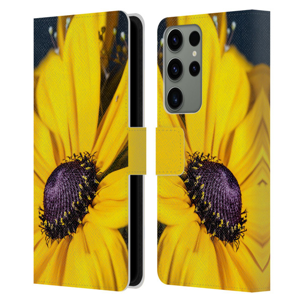PLdesign Flowers And Leaves Daisy Leather Book Wallet Case Cover For Samsung Galaxy S23 Ultra 5G