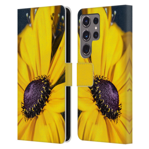 PLdesign Flowers And Leaves Daisy Leather Book Wallet Case Cover For Samsung Galaxy S24 Ultra 5G