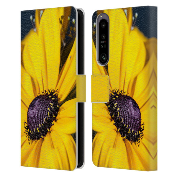 PLdesign Flowers And Leaves Daisy Leather Book Wallet Case Cover For Sony Xperia 1 IV