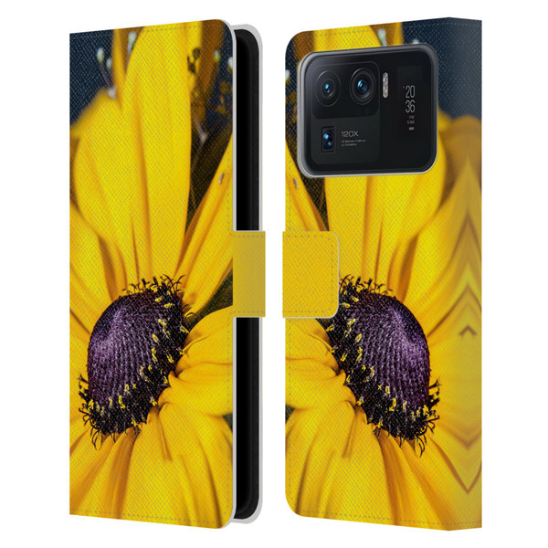 PLdesign Flowers And Leaves Daisy Leather Book Wallet Case Cover For Xiaomi Mi 11 Ultra