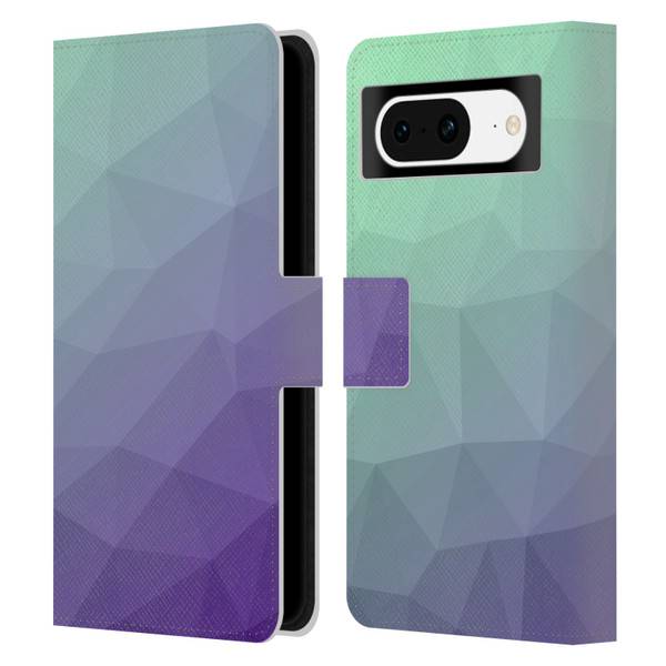 PLdesign Geometric Purple Green Ombre Leather Book Wallet Case Cover For Google Pixel 8