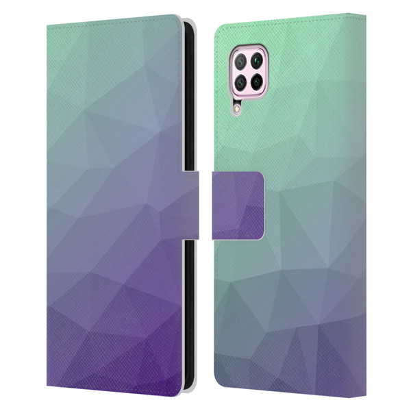 PLdesign Geometric Purple Green Ombre Leather Book Wallet Case Cover For Huawei Nova 6 SE / P40 Lite