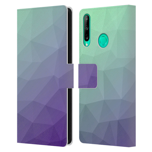 PLdesign Geometric Purple Green Ombre Leather Book Wallet Case Cover For Huawei P40 lite E
