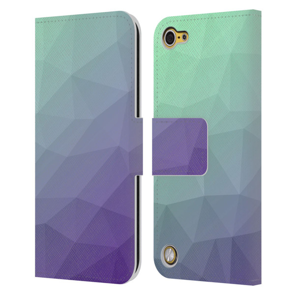 PLdesign Geometric Purple Green Ombre Leather Book Wallet Case Cover For Apple iPod Touch 5G 5th Gen