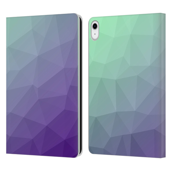 PLdesign Geometric Purple Green Ombre Leather Book Wallet Case Cover For Apple iPad 10.9 (2022)