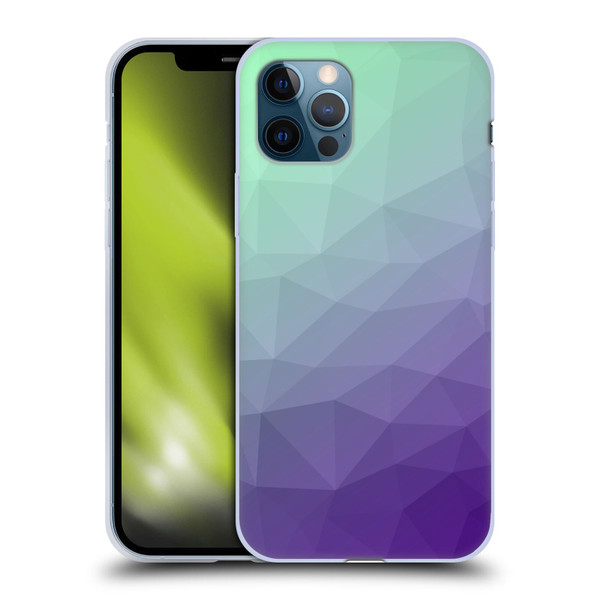 PLdesign Geometric Purple Green Ombre Soft Gel Case for Apple iPhone 12 / iPhone 12 Pro