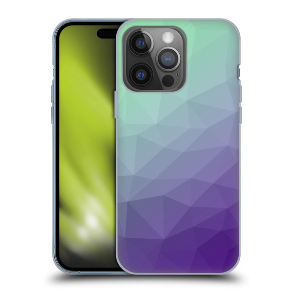 PLdesign Geometric Purple Green Ombre Soft Gel Case for Apple iPhone 14 Pro