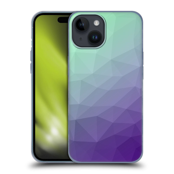 PLdesign Geometric Purple Green Ombre Soft Gel Case for Apple iPhone 15